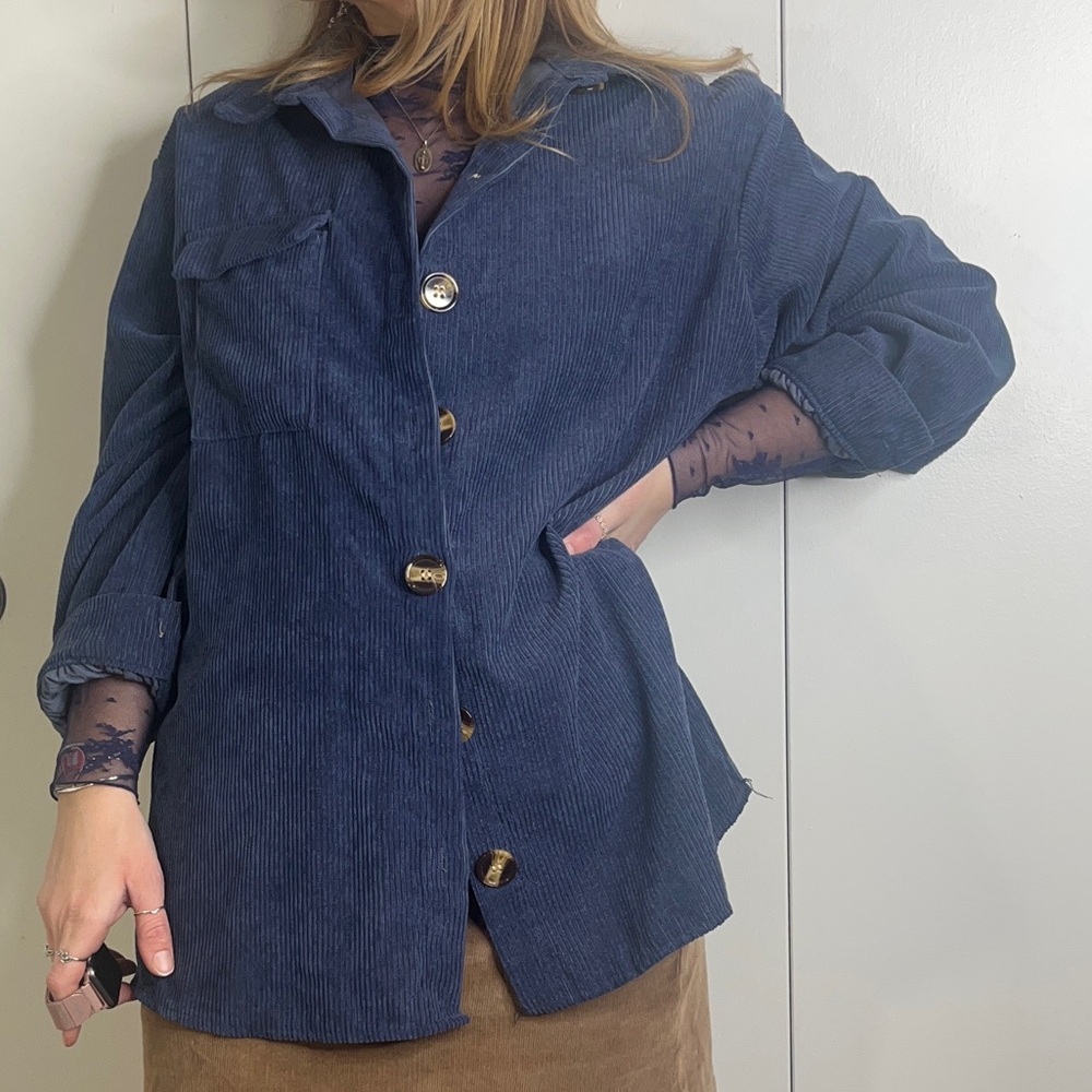 Navy corduroy shacket
